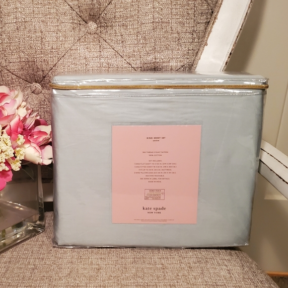 Kate Spade 4 Piece King Sheet Set Light Teal - Picture 2 of 3